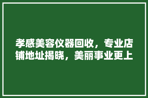 孝感美容仪器回收，专业店铺地址揭晓，美丽事业更上一层楼