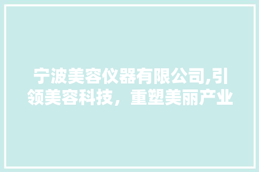宁波美容仪器有限公司,引领美容科技，重塑美丽产业新篇章