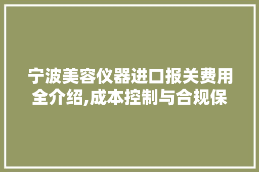 宁波美容仪器进口报关费用全介绍,成本控制与合规保障