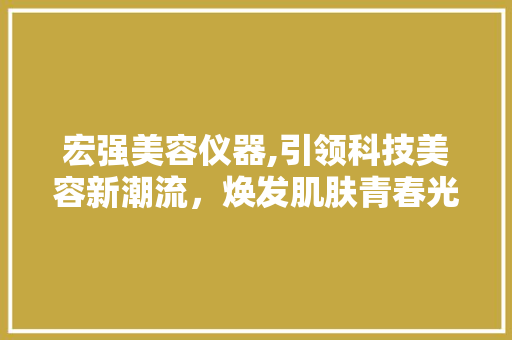 宏强美容仪器,引领科技美容新潮流，焕发肌肤青春光彩