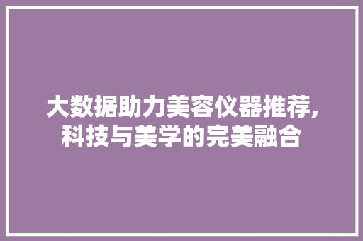 大数据助力美容仪器推荐,科技与美学的完美融合