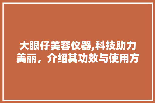 大眼仔美容仪器,科技助力美丽，介绍其功效与使用方法 美体修身