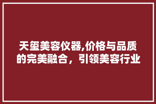 天玺美容仪器,价格与品质的完美融合，引领美容行业新潮流