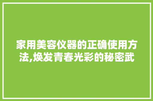 家用美容仪器的正确使用方法,焕发青春光彩的秘密武器