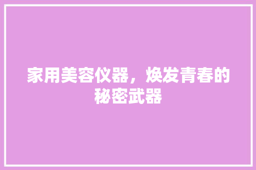 家用美容仪器，焕发青春的秘密武器 综合便民