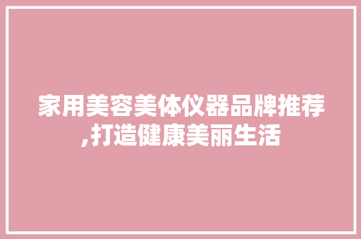 家用美容美体仪器品牌推荐,打造健康美丽生活 美体修身