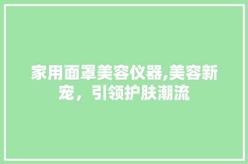 家用面罩美容仪器,美容新宠，引领护肤潮流