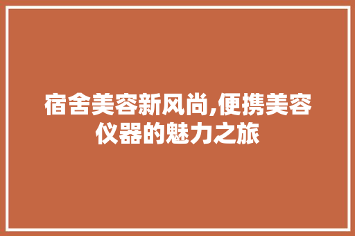 宿舍美容新风尚,便携美容仪器的魅力之旅