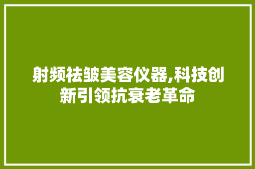 射频祛皱美容仪器,科技创新引领抗衰老革命