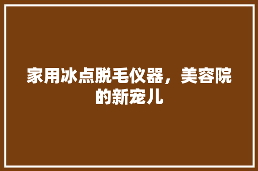 家用冰点脱毛仪器，美容院的新宠儿