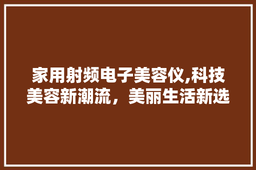 家用射频电子美容仪,科技美容新潮流，美丽生活新选择