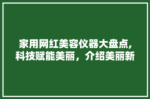 家用网红美容仪器大盘点,科技赋能美丽，介绍美丽新方式