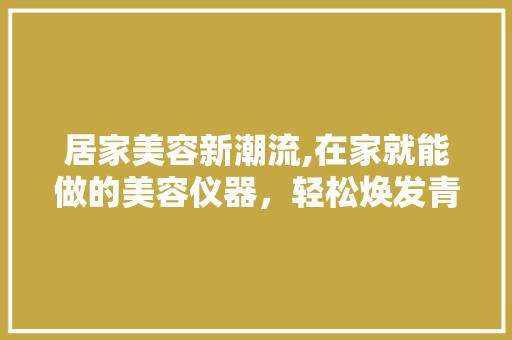 居家美容新潮流,在家就能做的美容仪器，轻松焕发青春光彩 婚姻情感