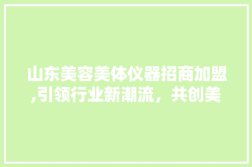 山东美容美体仪器招商加盟,引领行业新潮流，共创美好未来 母婴育儿