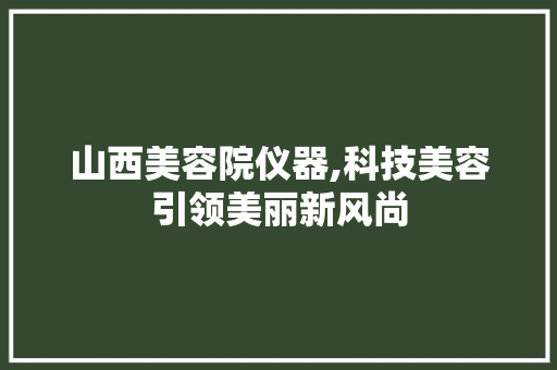 山西美容院仪器,科技美容引领美丽新风尚