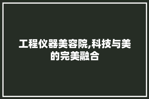 工程仪器美容院,科技与美的完美融合