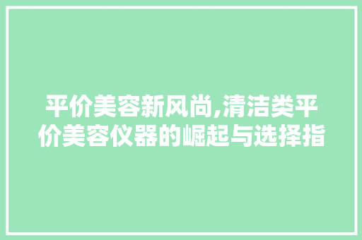 平价美容新风尚,清洁类平价美容仪器的崛起与选择指南 综合便民