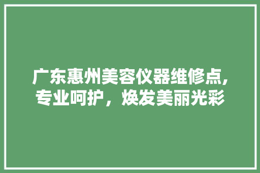 广东惠州美容仪器维修点,专业呵护，焕发美丽光彩