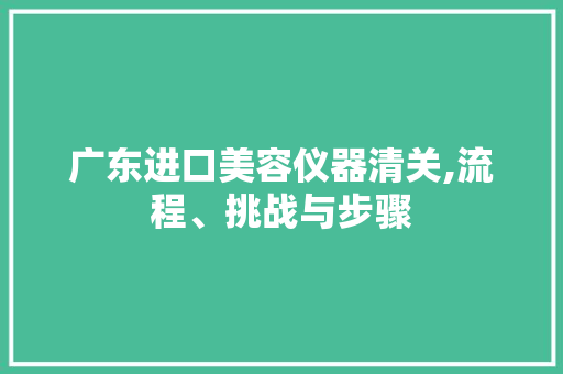 广东进口美容仪器清关,流程、挑战与步骤