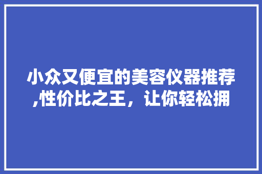 小众又便宜的美容仪器推荐,性价比之王，让你轻松拥有水光肌！