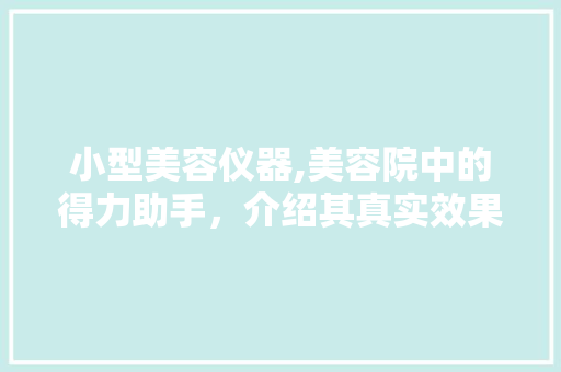 小型美容仪器,美容院中的得力助手，介绍其真实效果