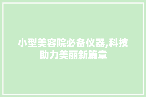 小型美容院必备仪器,科技助力美丽新篇章 母婴育儿