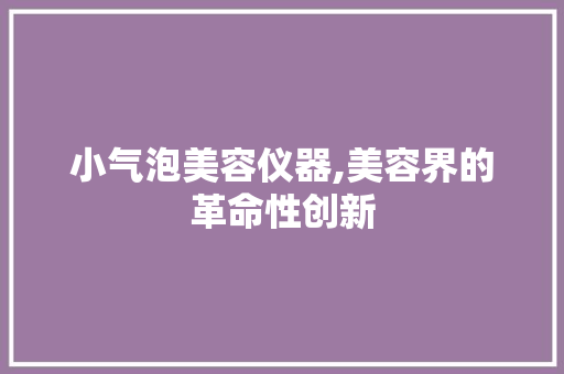 小气泡美容仪器,美容界的革命性创新