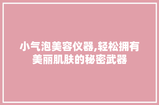 小气泡美容仪器,轻松拥有美丽肌肤的秘密武器