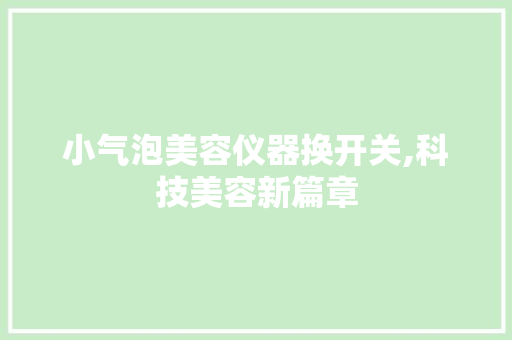 小气泡美容仪器换开关,科技美容新篇章