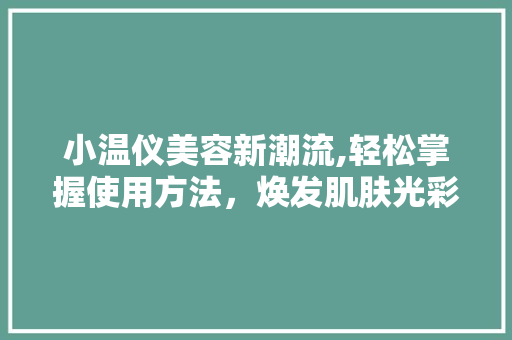 小温仪美容新潮流,轻松掌握使用方法，焕发肌肤光彩