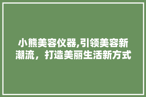 小熊美容仪器,引领美容新潮流，打造美丽生活新方式