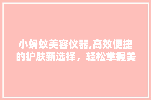 小蚂蚁美容仪器,高效便捷的护肤新选择，轻松掌握美容方法