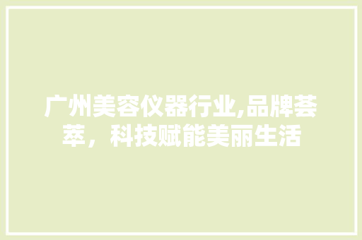 广州美容仪器行业,品牌荟萃，科技赋能美丽生活