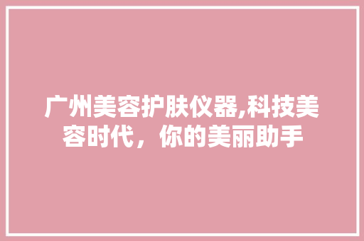 广州美容护肤仪器,科技美容时代，你的美丽助手