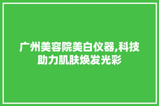 广州美容院美白仪器,科技助力肌肤焕发光彩