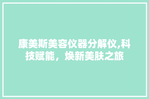 康美斯美容仪器分解仪,科技赋能，焕新美肤之旅 饮食大全