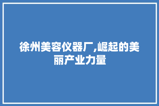 徐州美容仪器厂,崛起的美丽产业力量