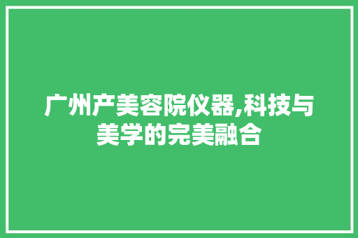 广州产美容院仪器,科技与美学的完美融合