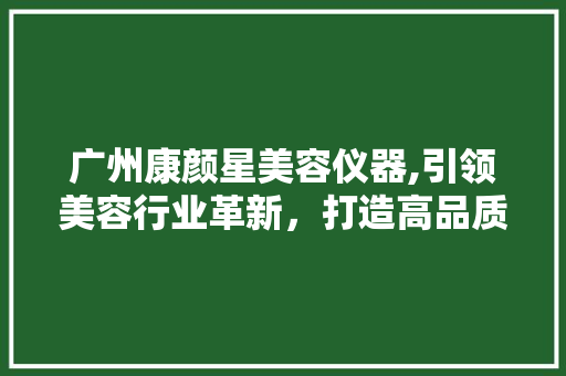 广州康颜星美容仪器,引领美容行业革新，打造高品质护肤体验