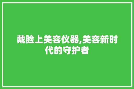 戴脸上美容仪器,美容新时代的守护者