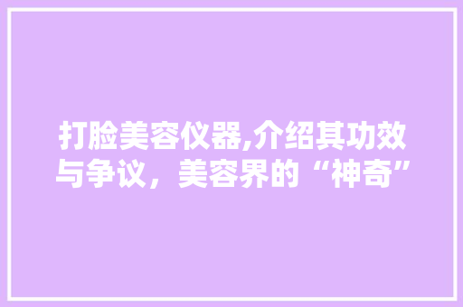 打脸美容仪器,介绍其功效与争议，美容界的“神奇”神器