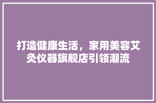打造健康生活，家用美容艾灸仪器旗舰店引领潮流