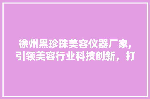 徐州黑珍珠美容仪器厂家,引领美容行业科技创新，打造高品质美容解决方法