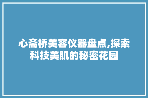 心斋桥美容仪器盘点,探索科技美肌的秘密花园
