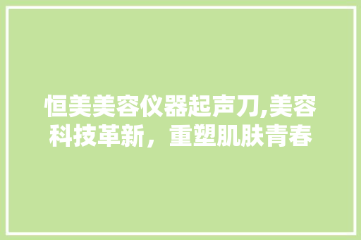 恒美美容仪器起声刀,美容科技革新，重塑肌肤青春