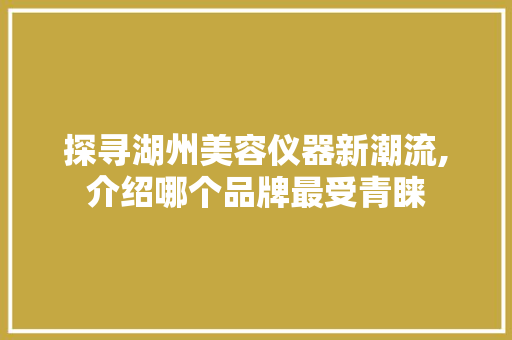 探寻湖州美容仪器新潮流,介绍哪个品牌最受青睐
