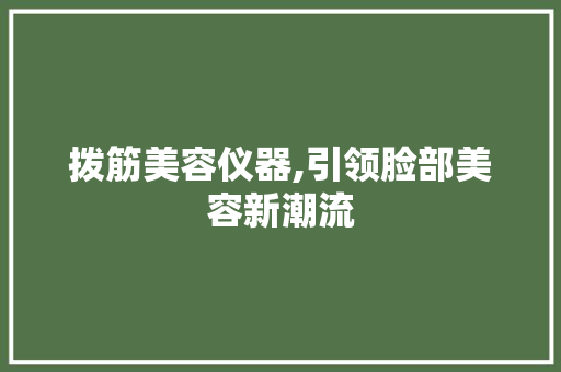 拨筋美容仪器,引领脸部美容新潮流