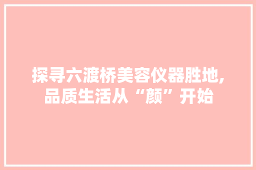探寻六渡桥美容仪器胜地,品质生活从“颜”开始