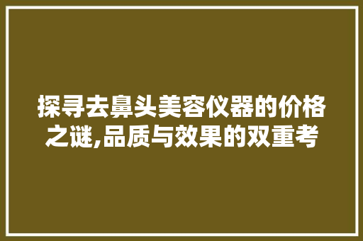 探寻去鼻头美容仪器的价格之谜,品质与效果的双重考量