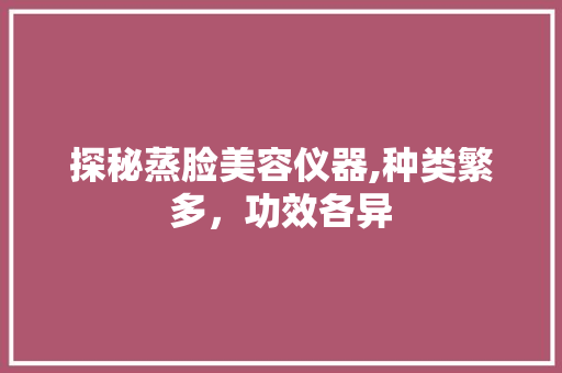 探秘蒸脸美容仪器,种类繁多，功效各异